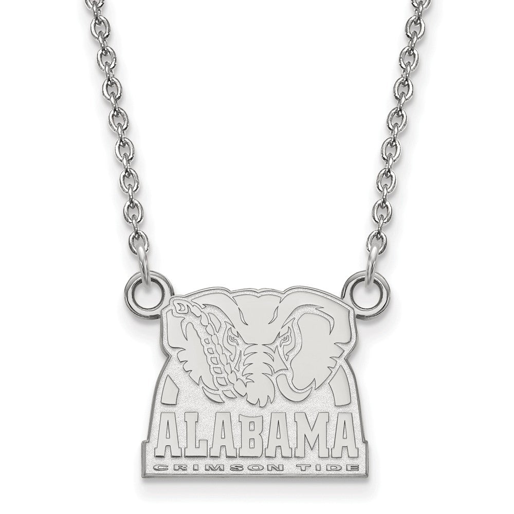 14k White Gold U of Alabama Sm Crimson Tide Pendant Necklace, Item N13456 by The Black Bow Jewelry Co.