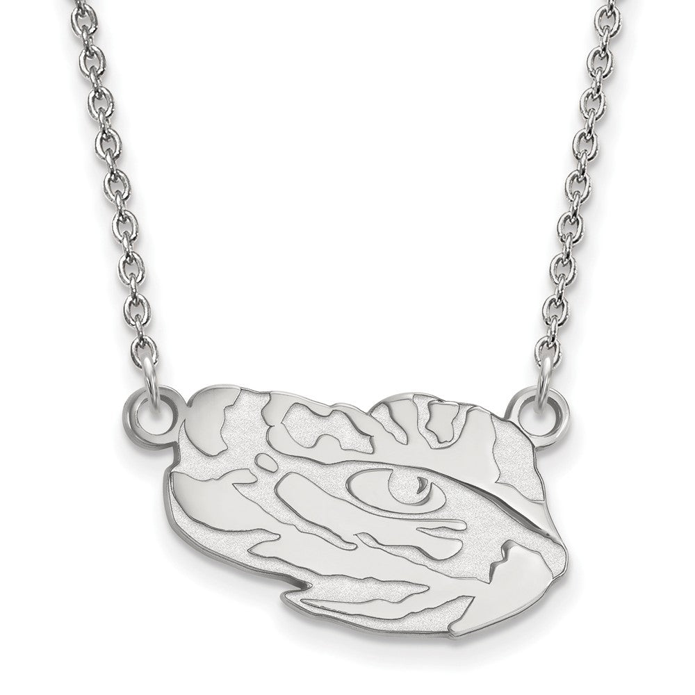 14k White Gold Louisiana State Small Pendant Necklace, Item N13458 by The Black Bow Jewelry Co.