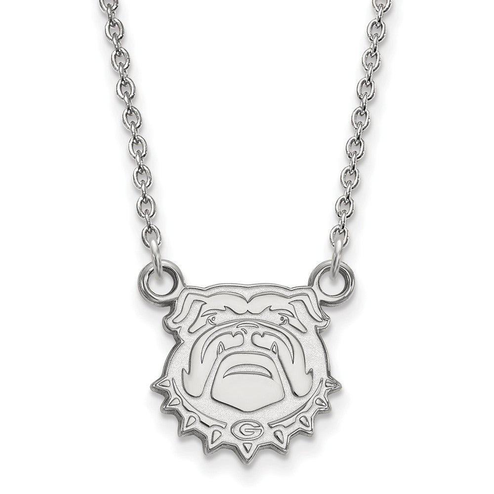 14k White Gold U of Georgia Small Pendant Necklace, Item N13461 by The Black Bow Jewelry Co.