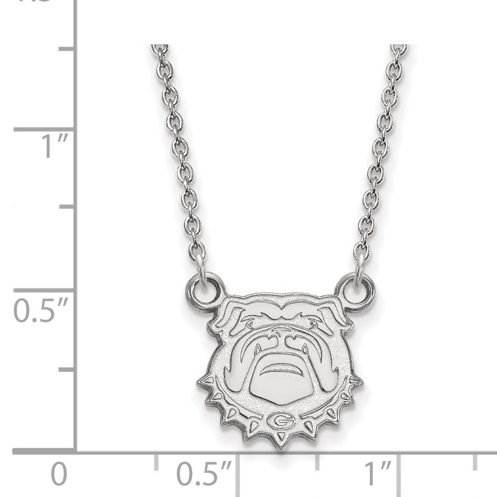 Alternate view of the 14k White Gold U of Georgia Small Pendant Necklace by The Black Bow Jewelry Co.