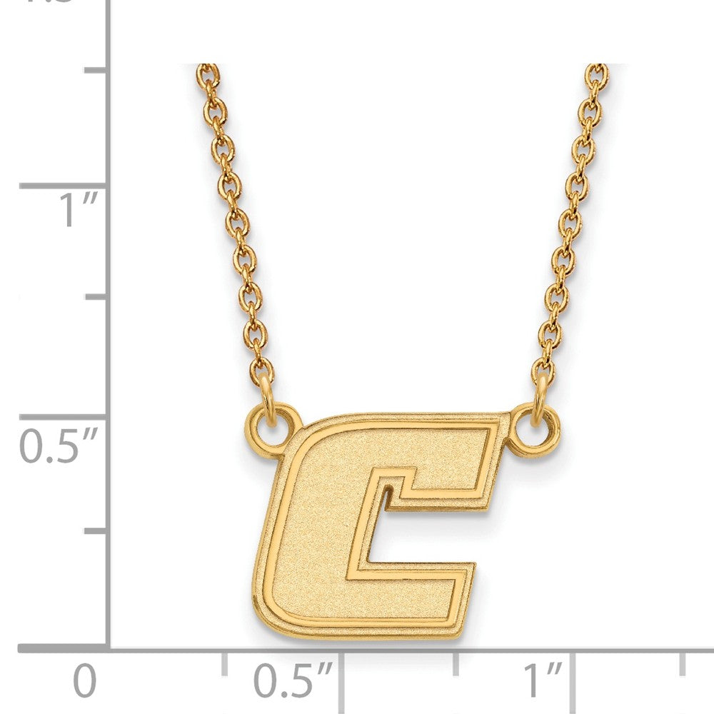 Alternate view of the 14k Yellow Gold U of Tennessee Chattanooga Small Initial C Necklace by The Black Bow Jewelry Co.