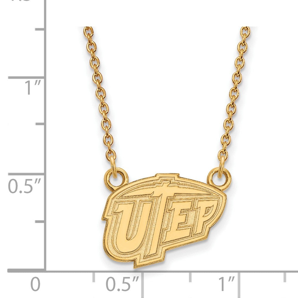 Alternate view of the 14k Yellow Gold U of Texas at El Paso Small Pendant Necklace by The Black Bow Jewelry Co.