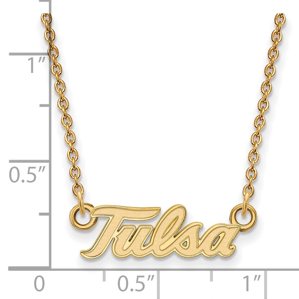 Alternate view of the 14k Yellow Gold The U of Tulsa Small Pendant Necklace by The Black Bow Jewelry Co.