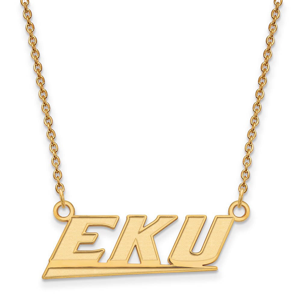 14k Yellow Gold Eastern Kentucky U Small Pendant Necklace, Item N13498 by The Black Bow Jewelry Co.