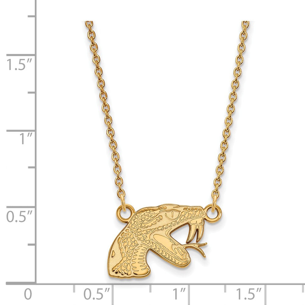 Alternate view of the 14k Yellow Gold Florida A&M U Small Pendant Necklace by The Black Bow Jewelry Co.