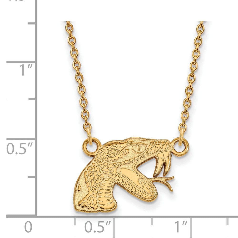Alternate view of the 14k Yellow Gold Florida A&M U Small Pendant Necklace by The Black Bow Jewelry Co.