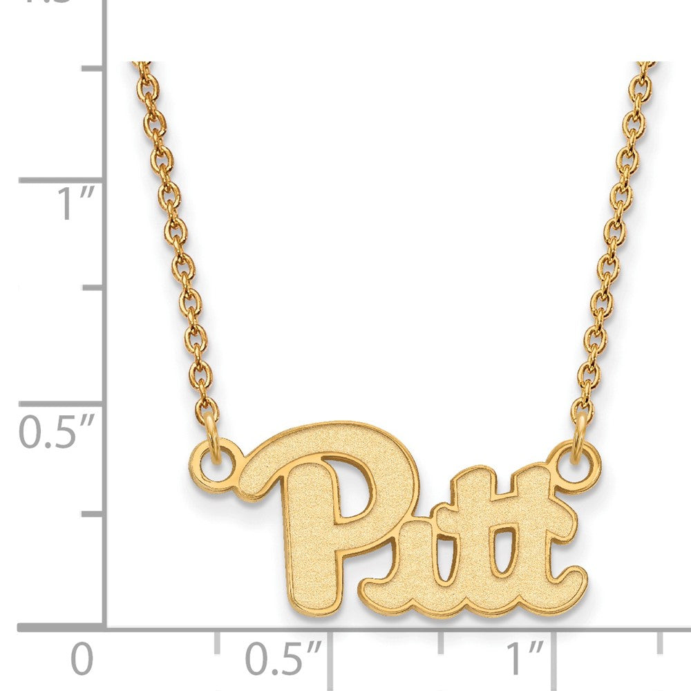Alternate view of the 14k Yellow Gold U of Pittsburgh Small &#39;Pitt&#39; Pendant Necklace by The Black Bow Jewelry Co.
