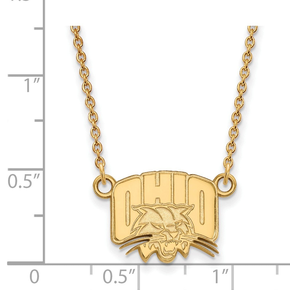 Alternate view of the 14k Yellow Gold Ohio U Small Pendant Necklace by The Black Bow Jewelry Co.