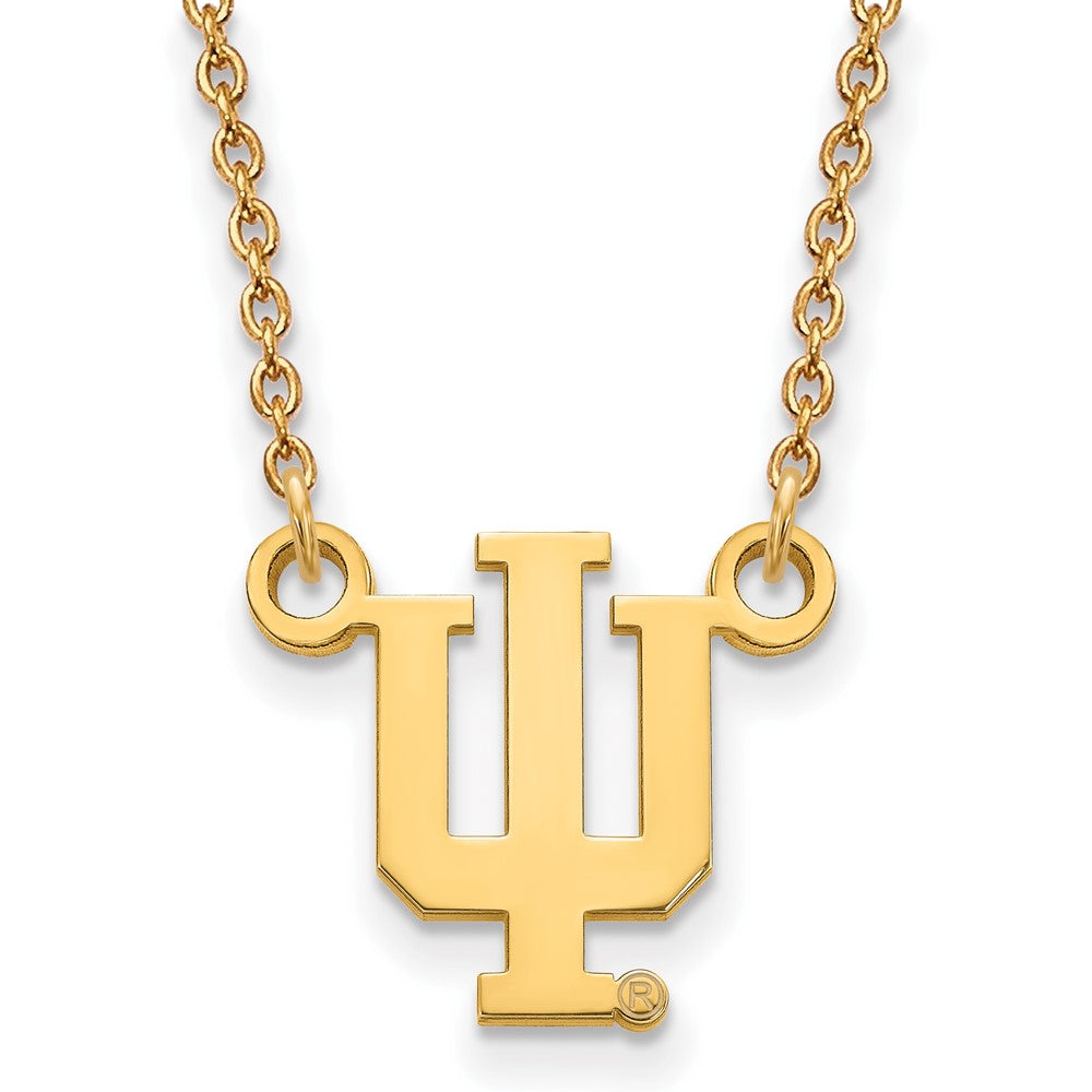 14k Yellow Gold Indiana U Small &#39;IU&#39; Pendant Necklace, Item N13560 by The Black Bow Jewelry Co.