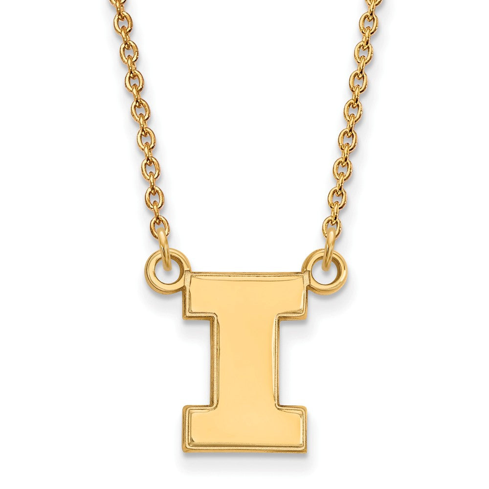 14k Yellow Gold U of Illinois Small Initial I Pendant Necklace, Item N13572 by The Black Bow Jewelry Co.