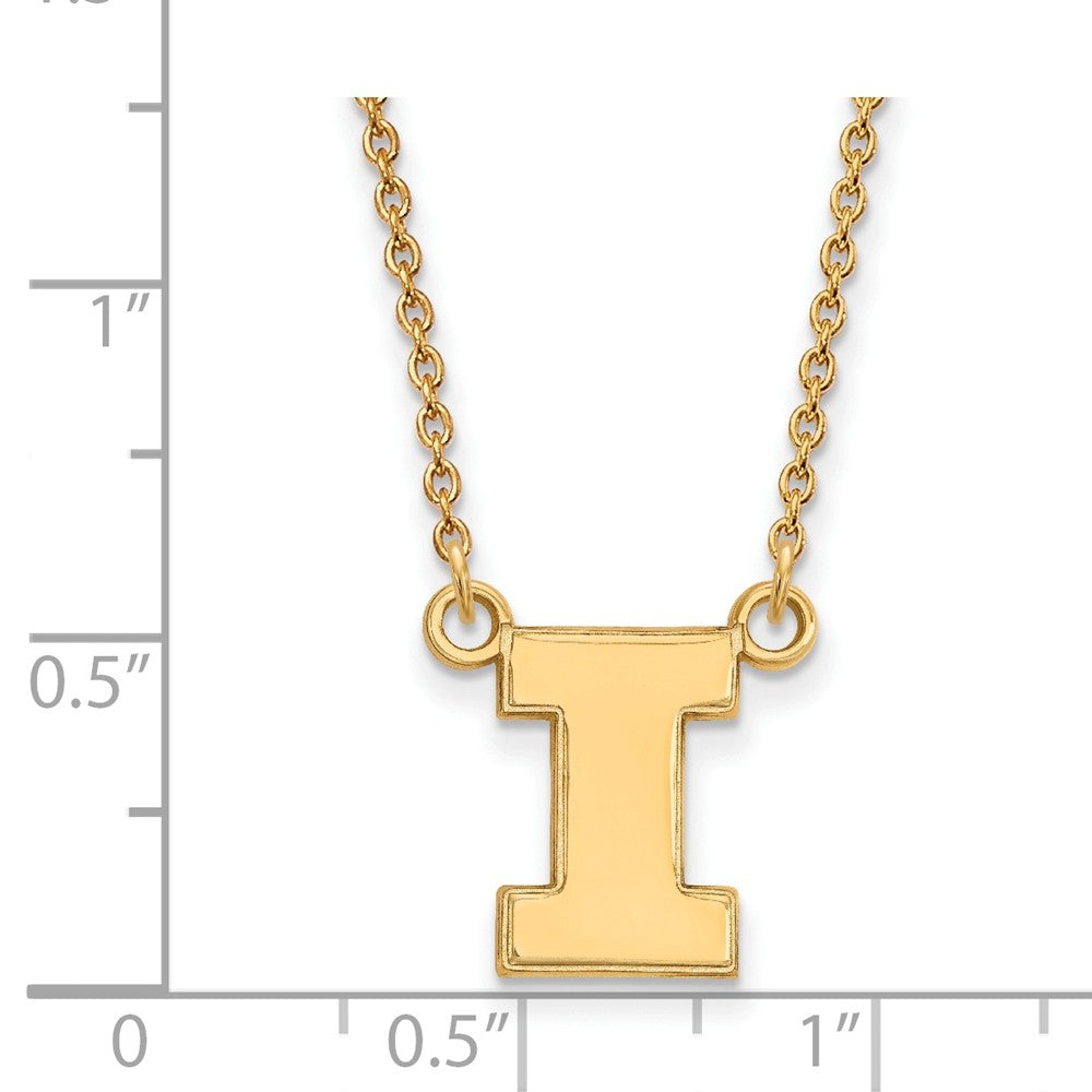 Alternate view of the 14k Yellow Gold U of Illinois Small Initial I Pendant Necklace by The Black Bow Jewelry Co.
