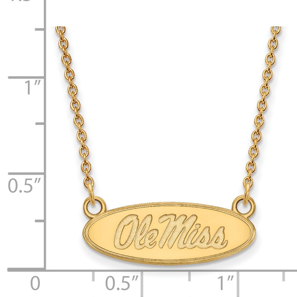 Alternate view of the 14k Yellow Gold U of Mississippi Small Ole Miss Pendant Necklace by The Black Bow Jewelry Co.