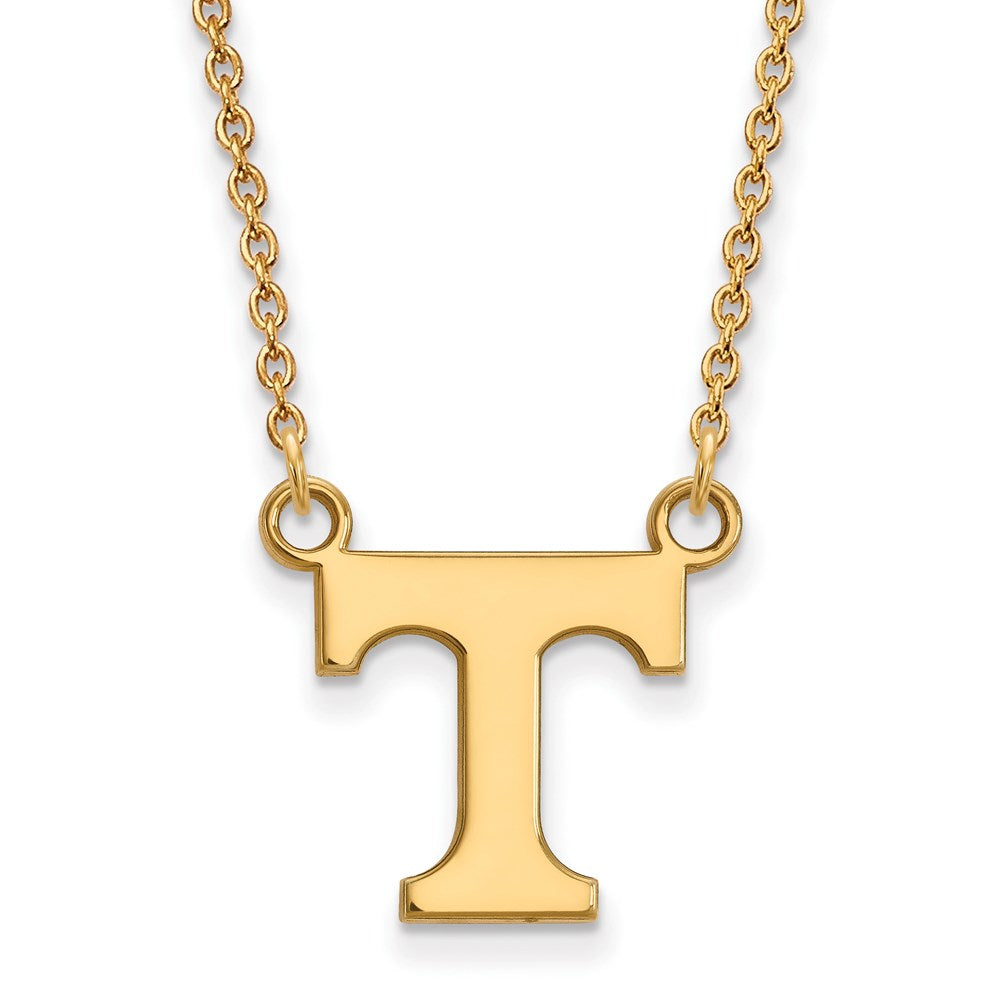 14k Yellow Gold U of Tennessee Small Initial T Pendant Necklace, Item N13579 by The Black Bow Jewelry Co.