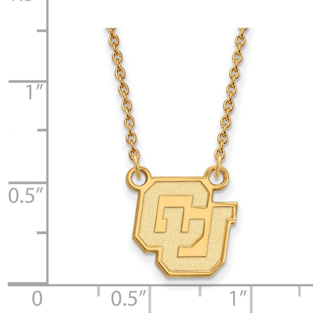 Alternate view of the 14k Yellow Gold U of Colorado Small Pendant Necklace by The Black Bow Jewelry Co.