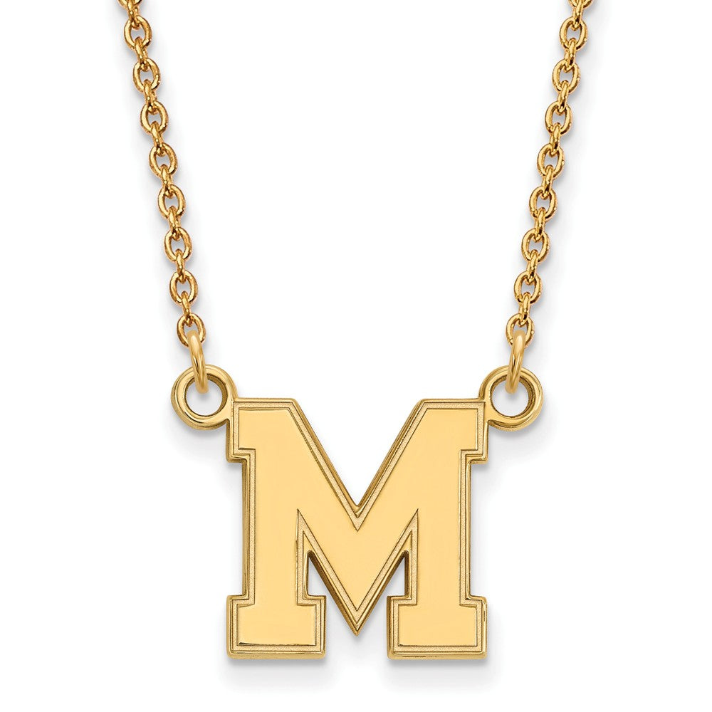 14k Yellow Gold U of Memphis Small Initial M Pendant Necklace, Item N13592 by The Black Bow Jewelry Co.