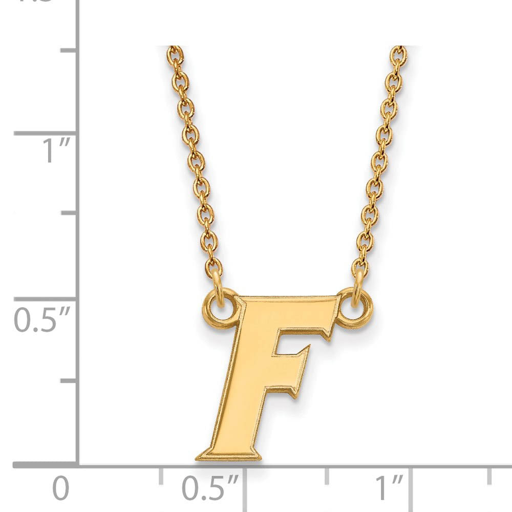 Alternate view of the 14k Yellow Gold U of Florida Small Initial F Pendant Necklace by The Black Bow Jewelry Co.
