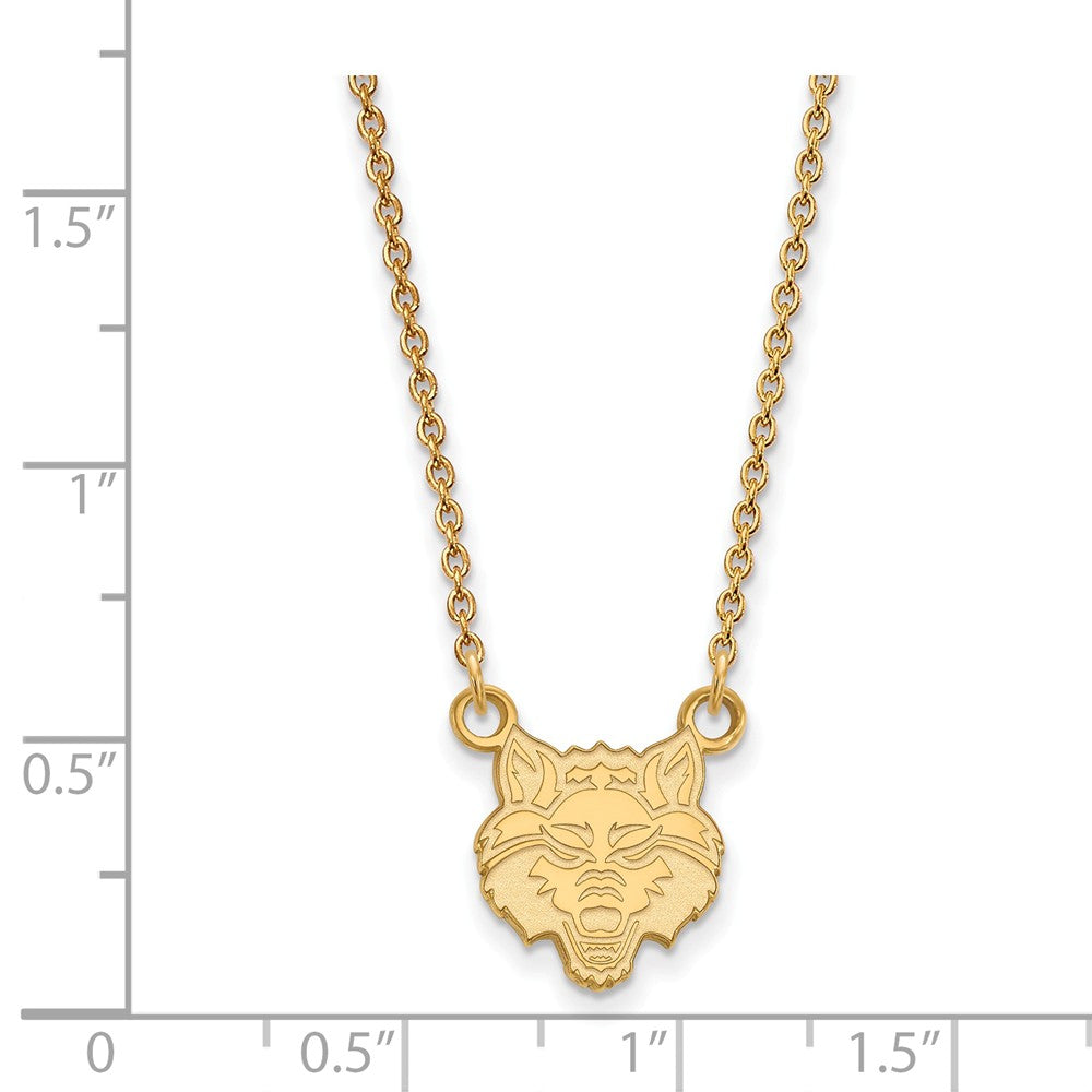 Alternate view of the 14k Gold Plated Silver Arkansas State Small Pendant Necklace by The Black Bow Jewelry Co.