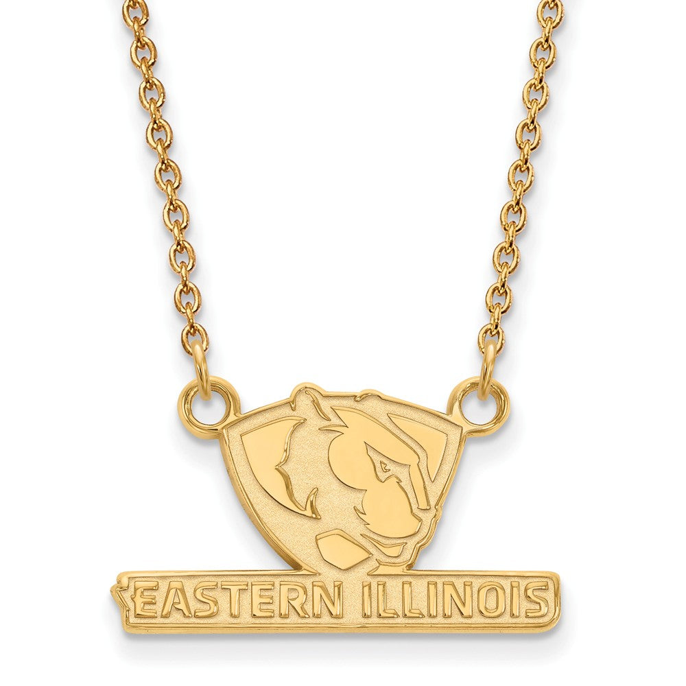 14k Gold Plated Silver Eastern Illinois U Small Pendant Necklace, Item N13651 by The Black Bow Jewelry Co.