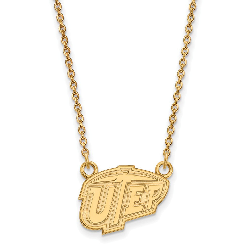 14k Gold Plated Silver U of Texas at El Paso Sm Pendant Necklace, Item N13668 by The Black Bow Jewelry Co.