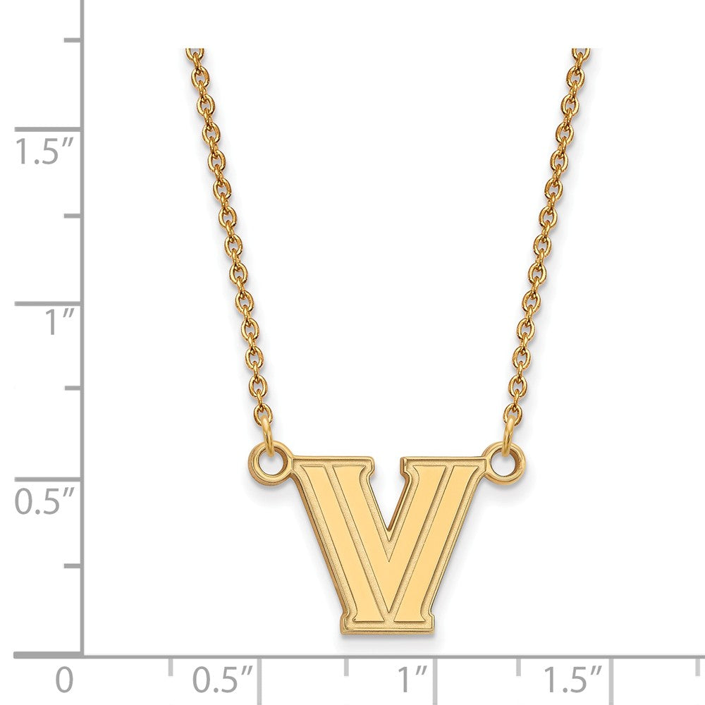Alternate view of the 14k Gold Plated Silver Villanova U Small Pendant Necklace by The Black Bow Jewelry Co.