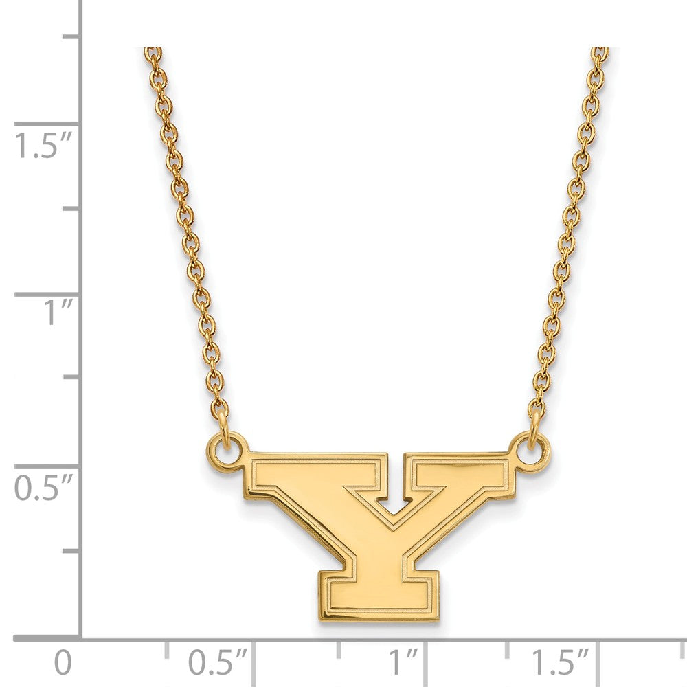Alternate view of the 14k Gold Plated Silver Youngstown State Small Initial Y Necklace by The Black Bow Jewelry Co.
