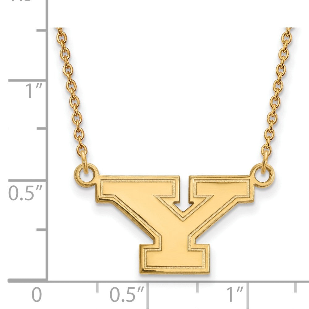 Alternate view of the 14k Gold Plated Silver Youngstown State Small Initial Y Necklace by The Black Bow Jewelry Co.