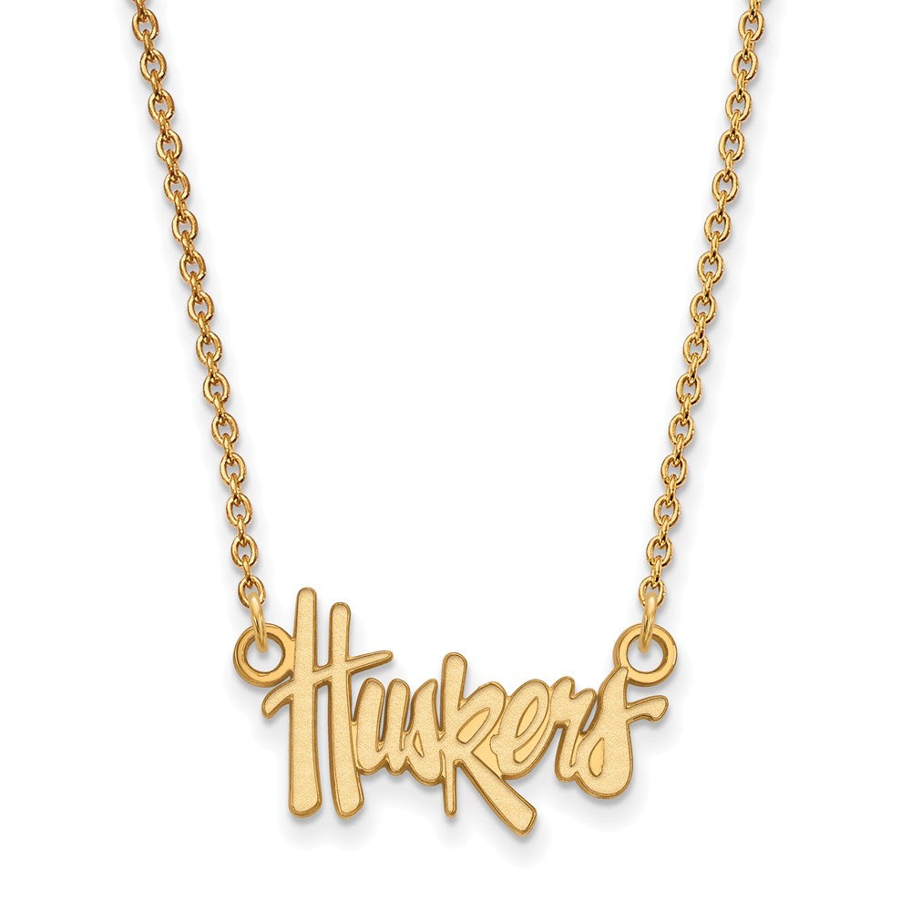 14k Gold Plated Silver U of Nebraska Sm Huskers Pendant Necklace, Item N13685 by The Black Bow Jewelry Co.
