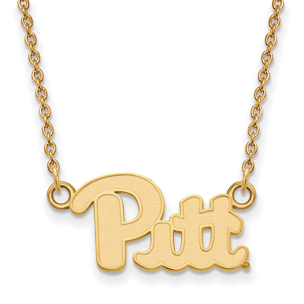 14k Gold Plated Silver U of Pittsburgh Sm 'Pitt' Pendant Necklace, Item N13688 by The Black Bow Jewelry Co.