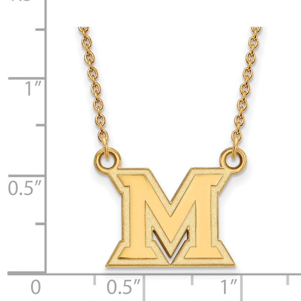 Alternate view of the 14k Gold Plated Silver Miami U Small Initial M Pendant Necklace by The Black Bow Jewelry Co.