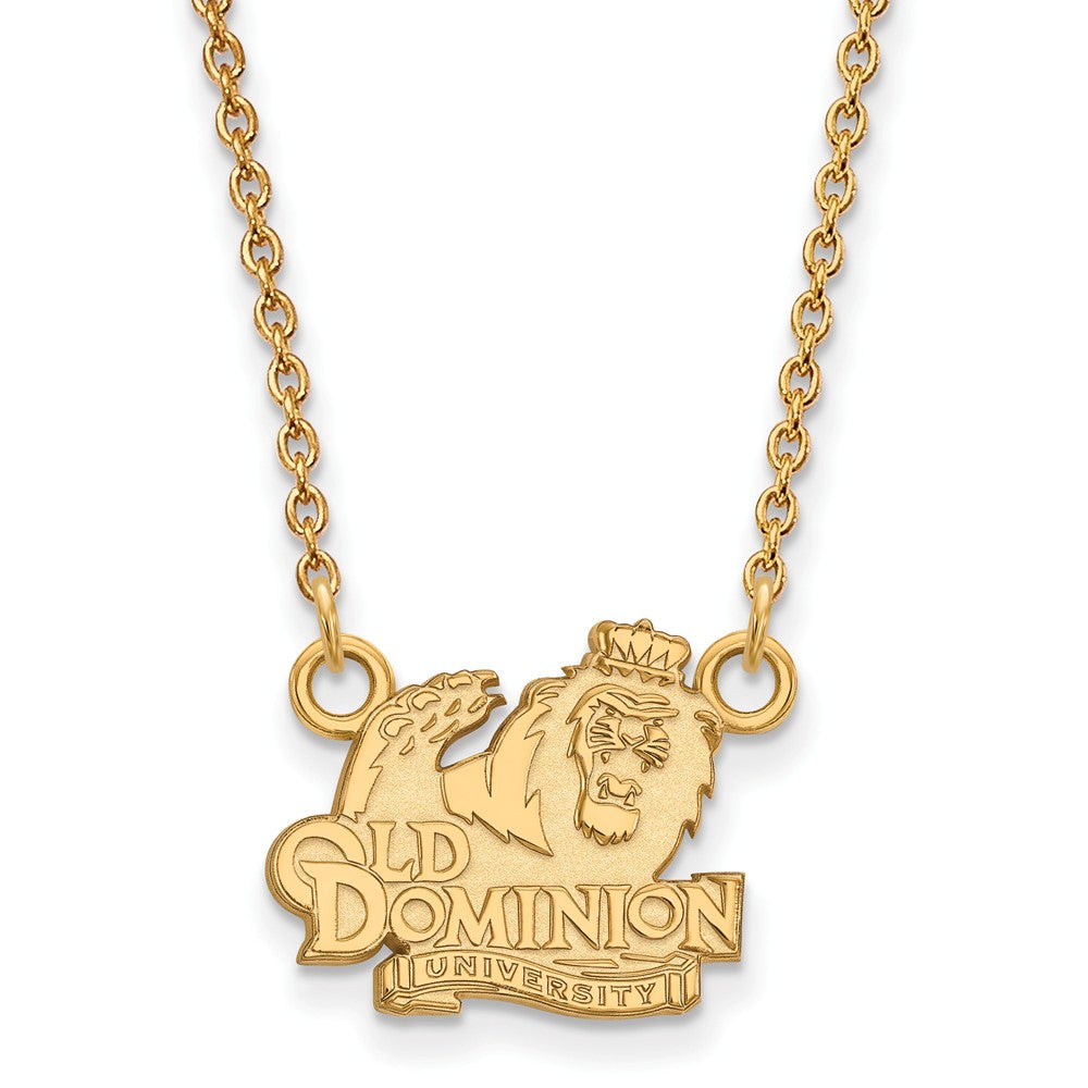 14k Gold Plated Silver Old Dominion U Small Pendant Necklace, Item N13704 by The Black Bow Jewelry Co.