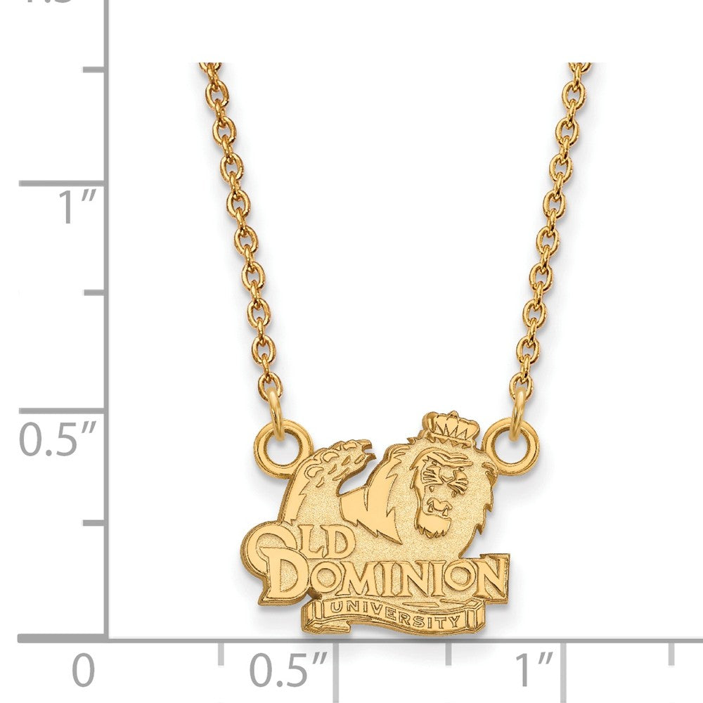 Alternate view of the 14k Gold Plated Silver Old Dominion U Small Pendant Necklace by The Black Bow Jewelry Co.