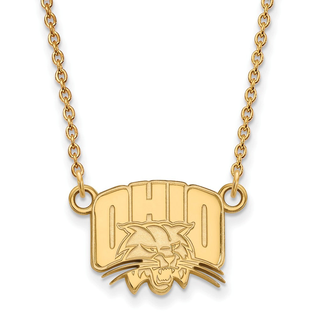 14k Gold Plated Silver Ohio U Small Pendant Necklace, Item N13705 by The Black Bow Jewelry Co.