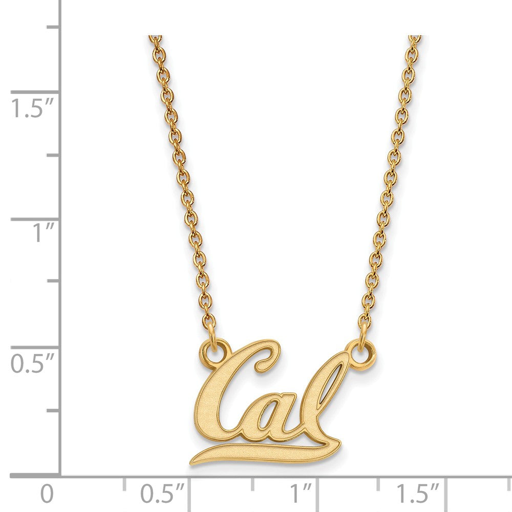 Alternate view of the 14k Gold Plated Silver California Berkeley Small 'Cal' Charm Necklace by The Black Bow Jewelry Co.