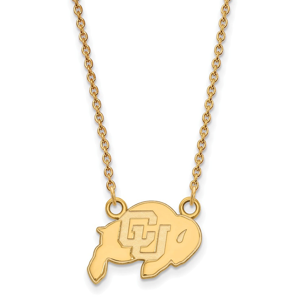 14k Gold Plated Silver U of Colorado Sm Buffalo Pendant Necklace, Item N13713 by The Black Bow Jewelry Co.