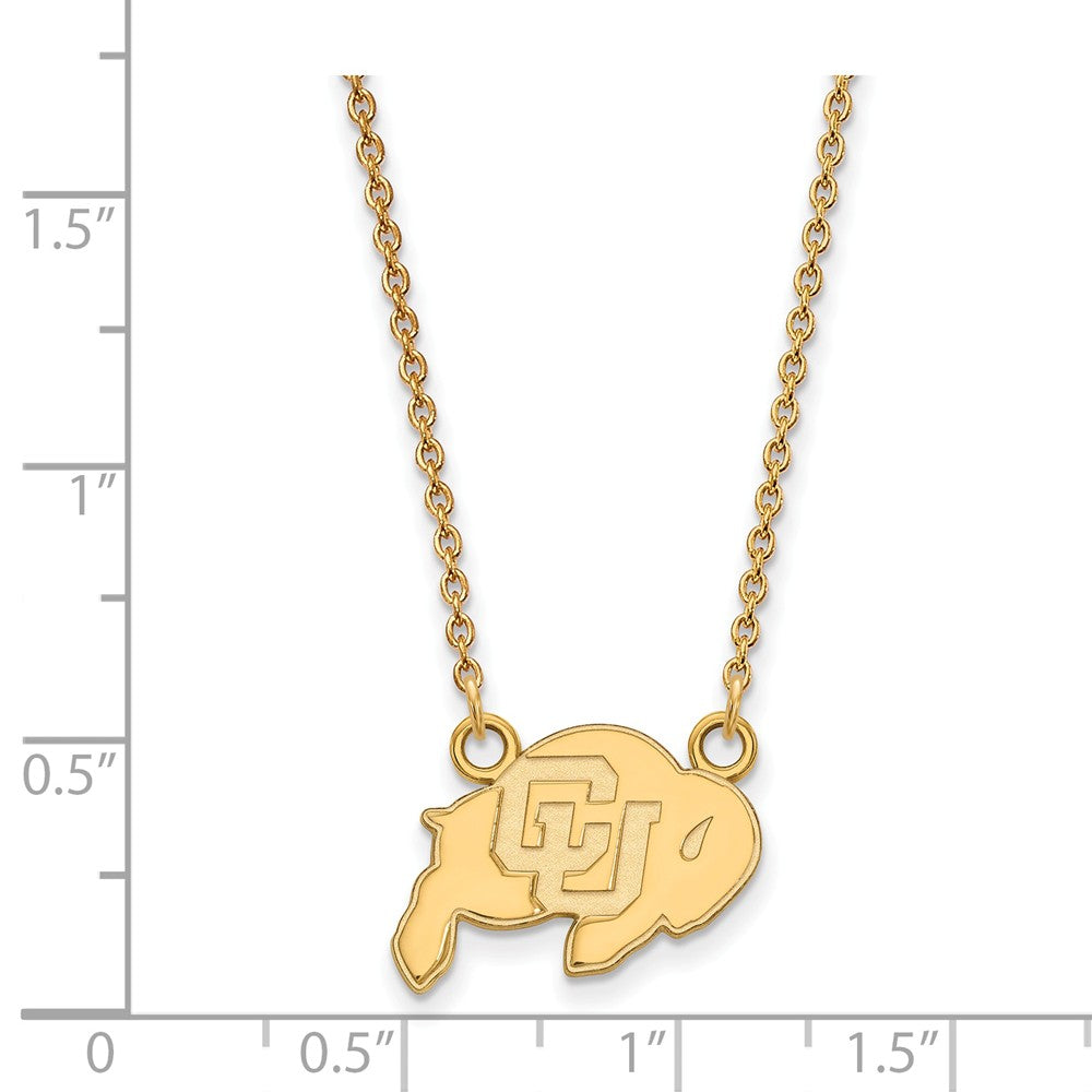 Alternate view of the 14k Gold Plated Silver U of Colorado Sm Buffalo Pendant Necklace by The Black Bow Jewelry Co.