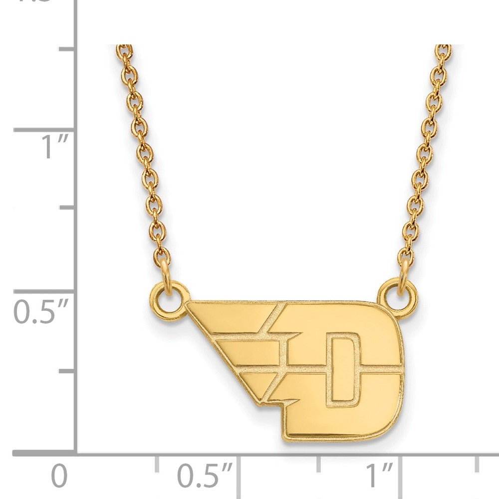 Alternate view of the 14k Gold Plated Silver U of Dayton Small Pendant Necklace by The Black Bow Jewelry Co.