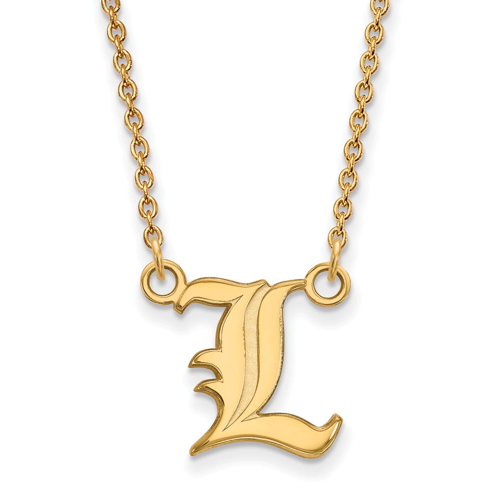 14k Gold Plated Silver U of Louisville Small Script 'L' Necklace, Item N13717 by The Black Bow Jewelry Co.