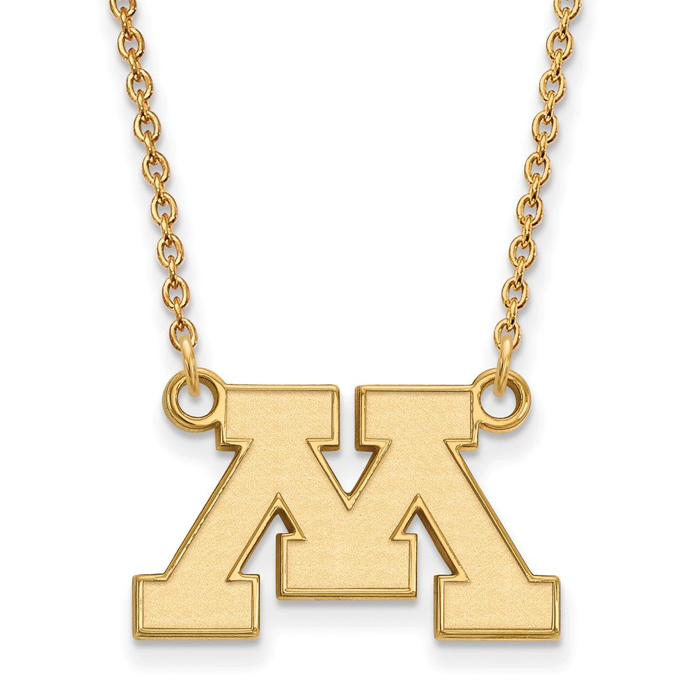 14k Gold Plated Silver U of Minnesota Small Initial M Pendant Necklace, Item N13718 by The Black Bow Jewelry Co.