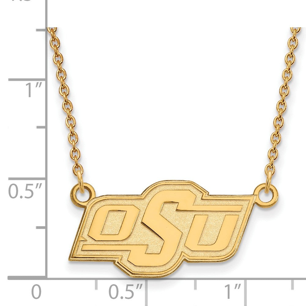 Alternate view of the 14k Gold Plated Silver Oklahoma State Small Pendant Necklace by The Black Bow Jewelry Co.