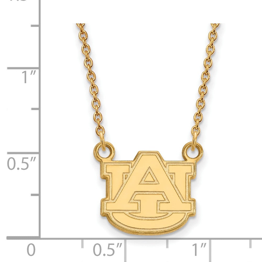 Alternate view of the 14k Gold Plated Silver Auburn U Small 'AU' Pendant Necklace by The Black Bow Jewelry Co.