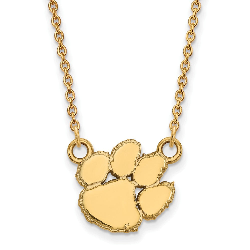14k Gold Plated Silver Clemson U Small Pendant Necklace, Item N13735 by The Black Bow Jewelry Co.