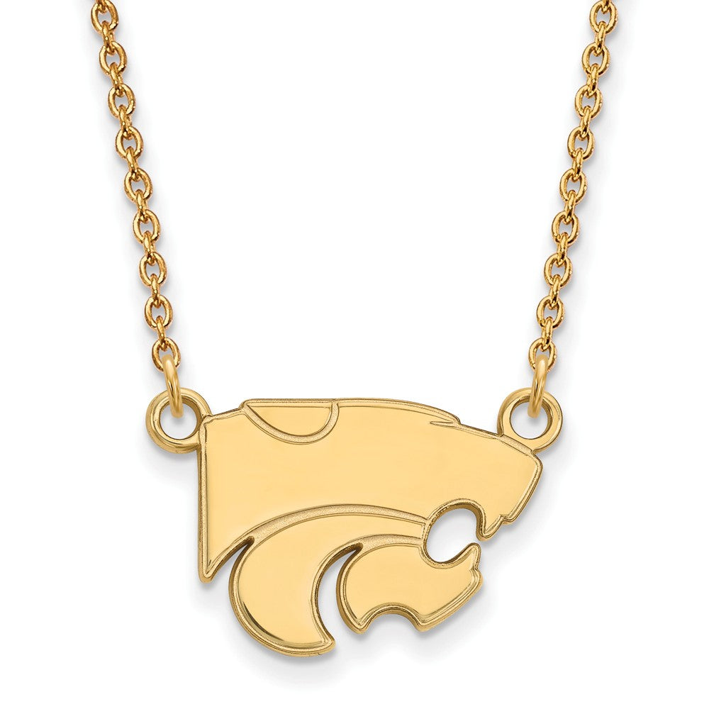 14k Gold Plated Silver Kansas State Sm Wildcat Pendant Necklace, Item N13738 by The Black Bow Jewelry Co.