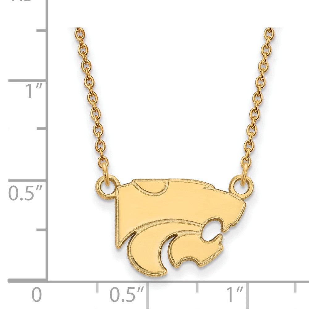 Alternate view of the 14k Gold Plated Silver Kansas State Sm Wildcat Pendant Necklace by The Black Bow Jewelry Co.