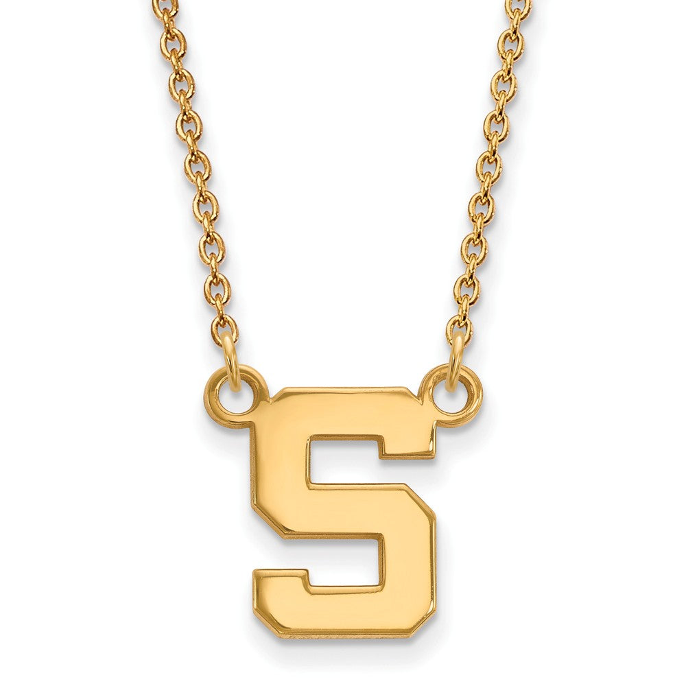 14k Gold Plated Silver Michigan State Small Initial S Pendant Necklace, Item N13740 by The Black Bow Jewelry Co.