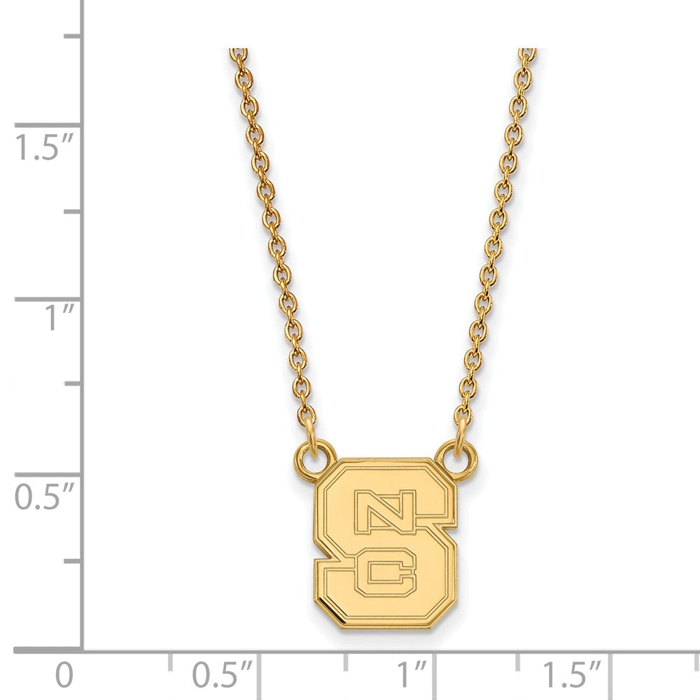 Alternate view of the 14k Gold Plated Silver North Carolina Sm 'NCS' Pendant Necklace by The Black Bow Jewelry Co.