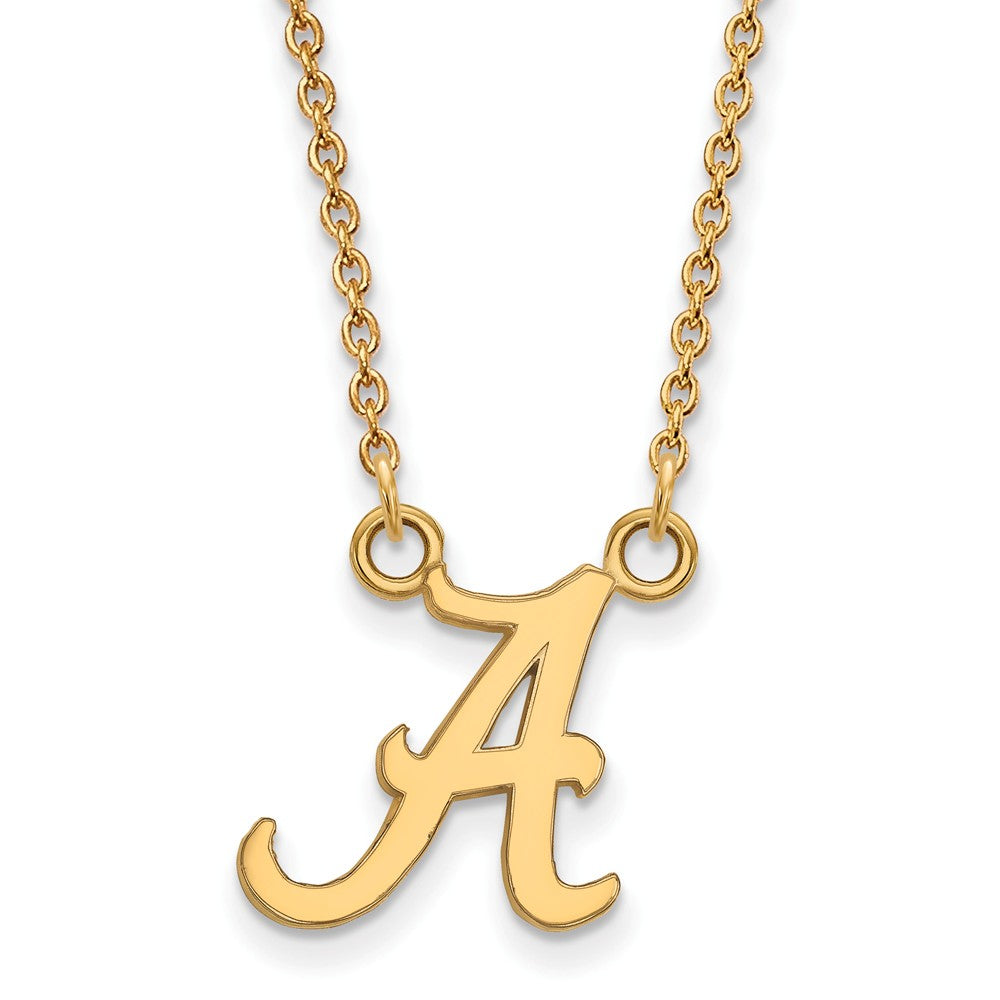 14k Gold Plated Silver U of Alabama Small Initial A Pendant Necklace, Item N13745 by The Black Bow Jewelry Co.