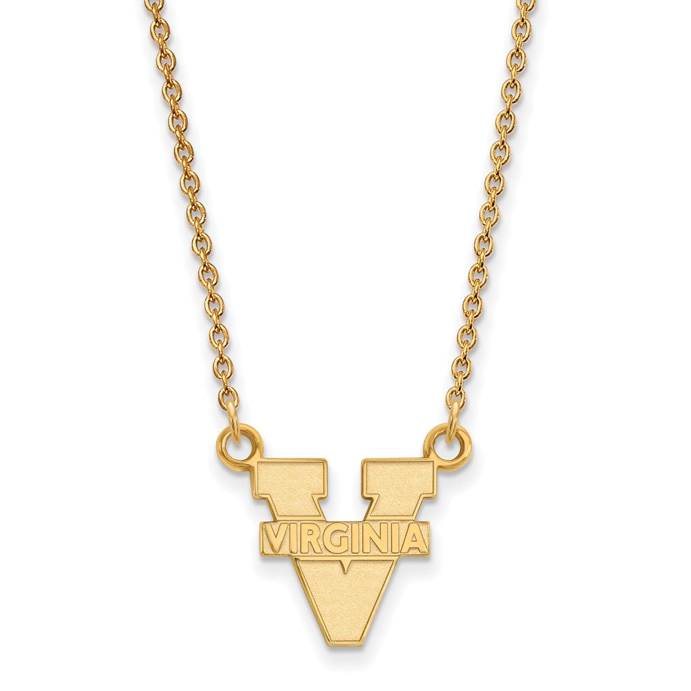 14k Gold Plated Silver U of Virginia Small 'V' Logo Pendant Necklace, Item N13758 by The Black Bow Jewelry Co.