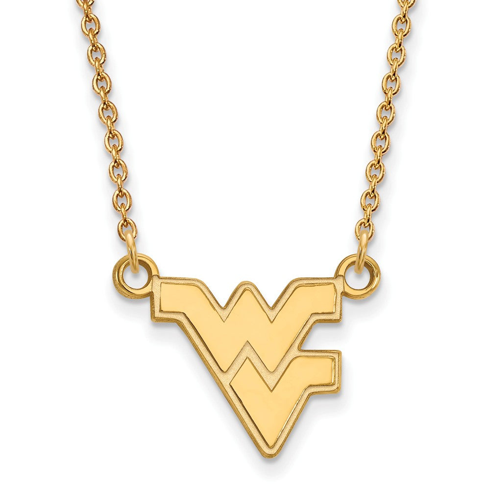 14k Gold Plated Silver West Virginia U Small Pendant Necklace, Item N13760 by The Black Bow Jewelry Co.