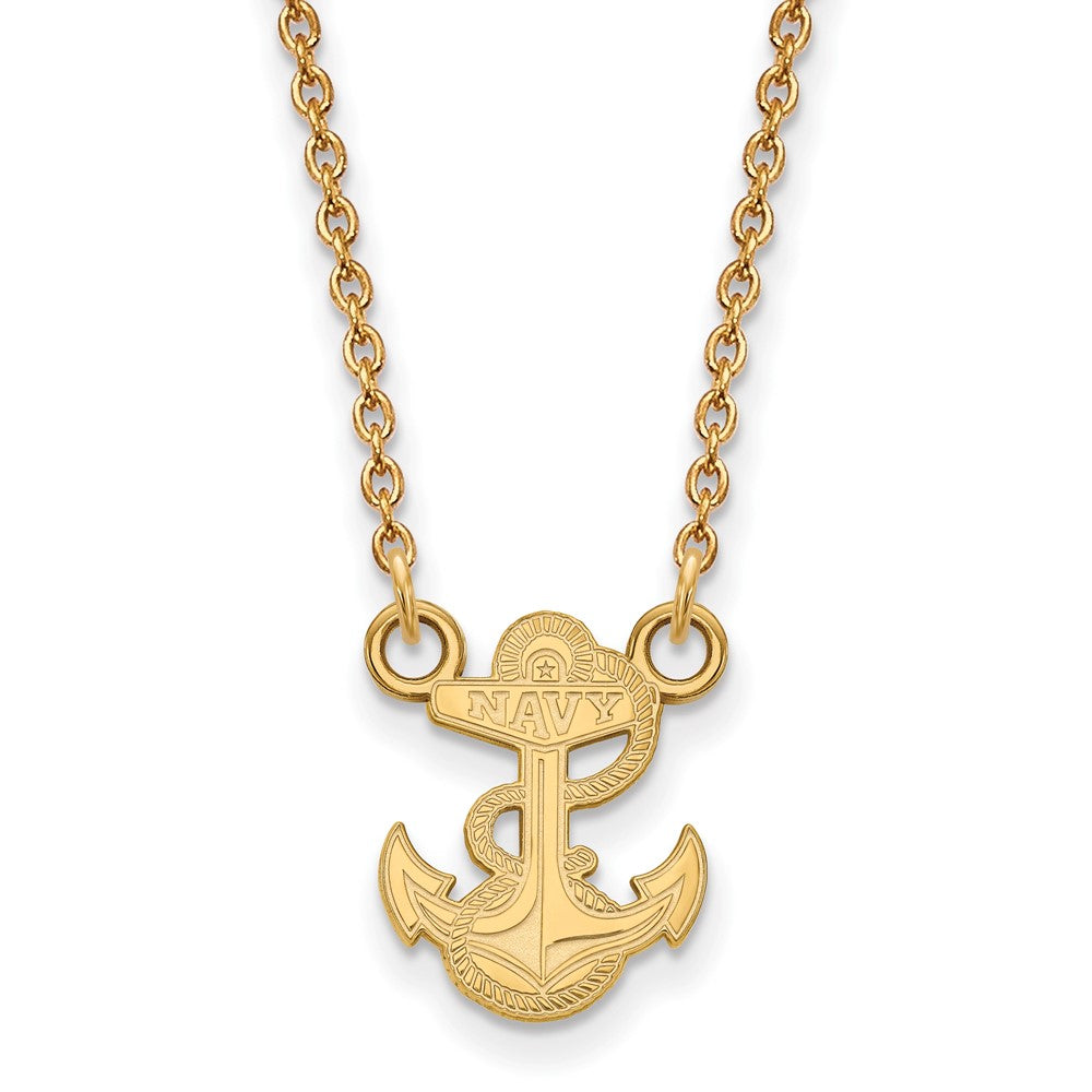 14k Gold Plated Silver U.S. Navy Small Pendant Necklace, Item N13765 by The Black Bow Jewelry Co.