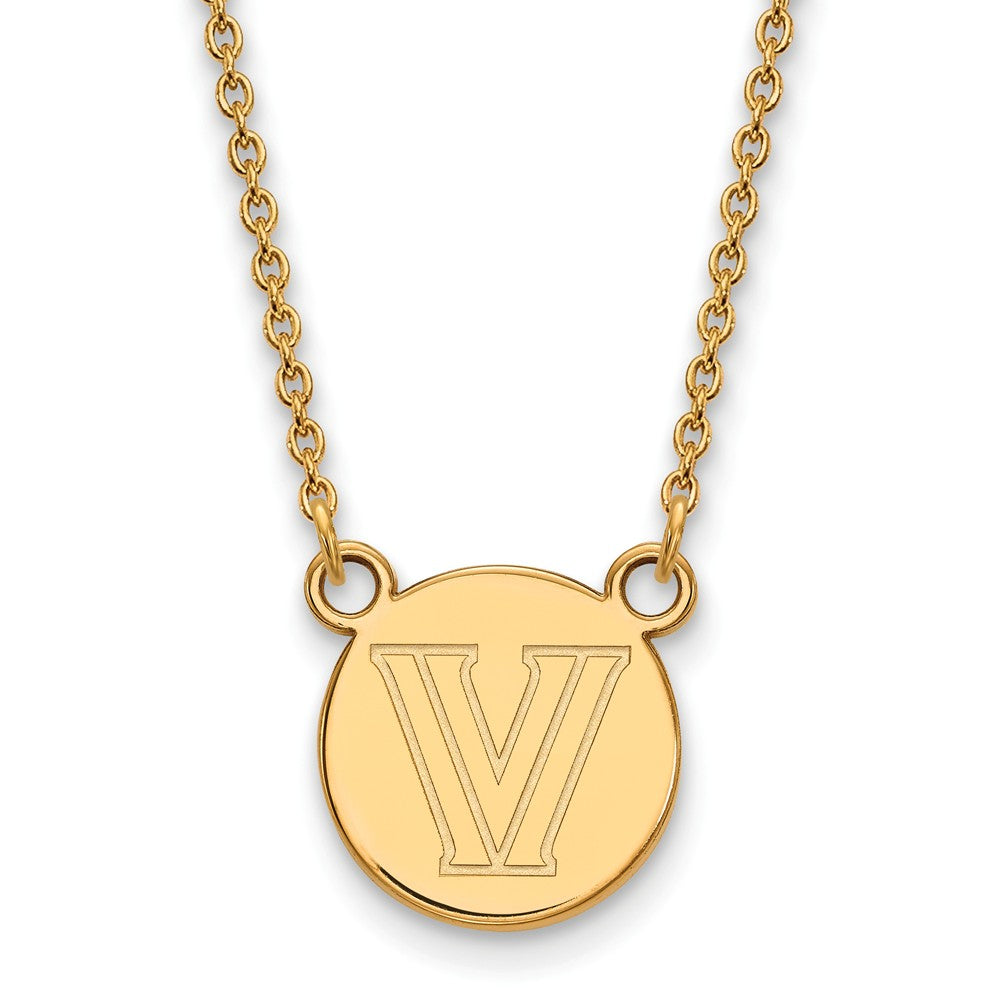 14k Gold Plated Silver Villanova U Small Disc Necklace, Item N13766 by The Black Bow Jewelry Co.